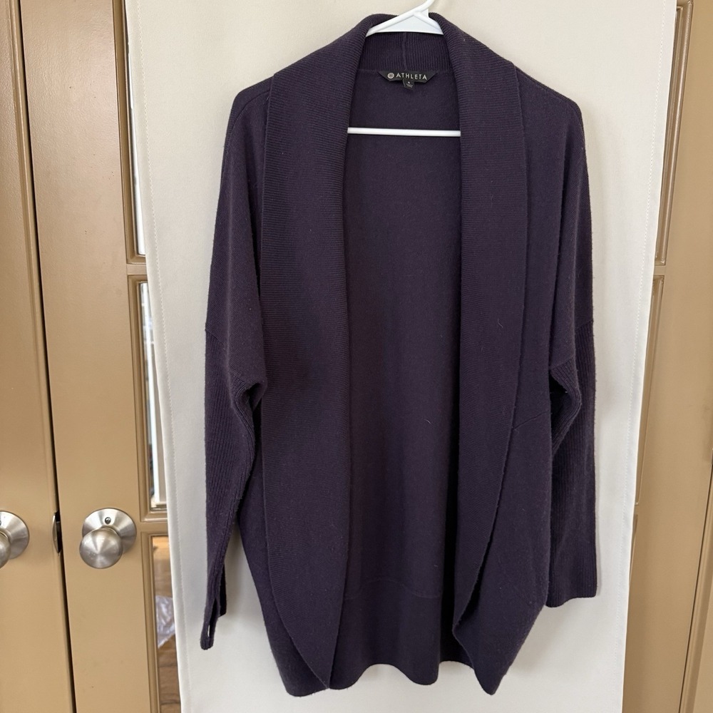 Athleta Womens Small Purple Wool Cashmere Blend Cardigan Knit Sweater